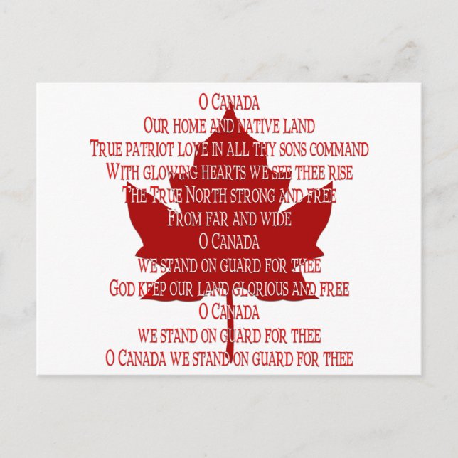 Cartes postales Canada Anthem Souvenir (Devant)