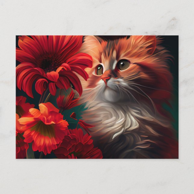 Cartes Postales Cat Fleur (Devant)