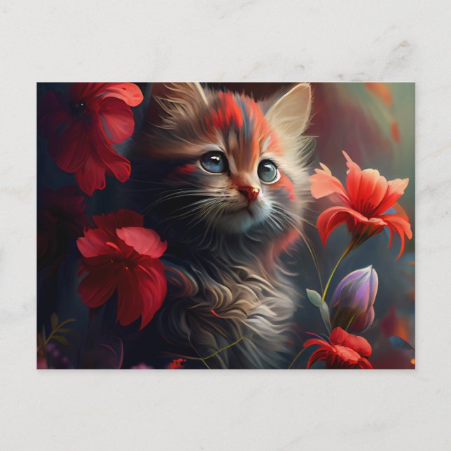 Cartes Postales Cat Fleur (Devant)