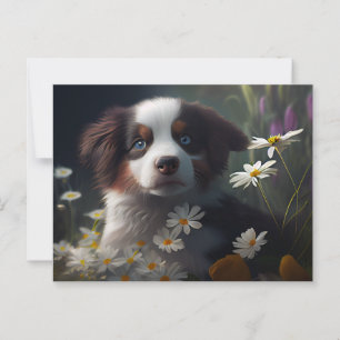 Cartes Postales chien Fleur