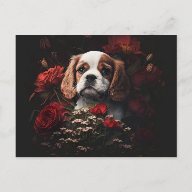 Cartes Postales chien Fleur (Devant)