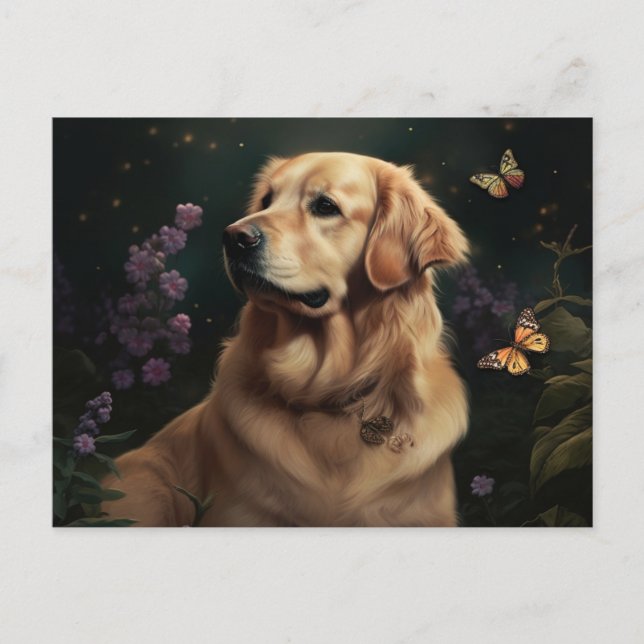 Cartes Postales chien Fleur (Devant)