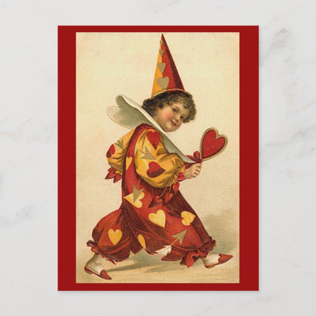Cartes postales - Coeurs clowns de Valentine arleq (Devant)