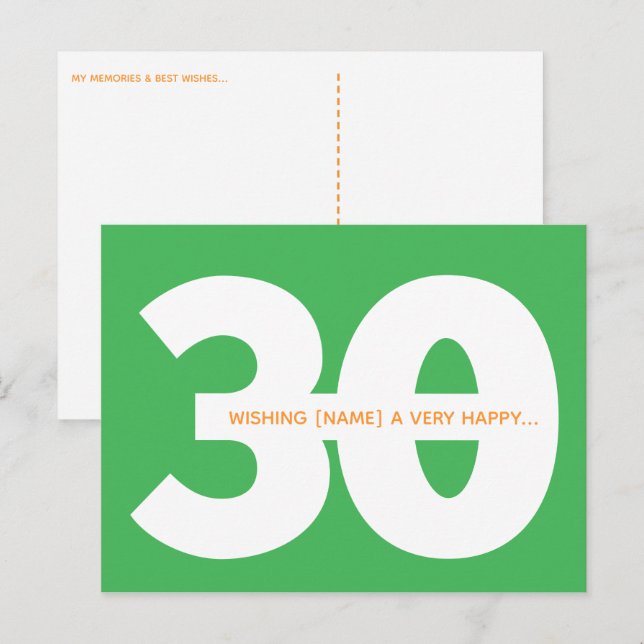 Cartes postales commémoratives pour les 30 ans en  (Devant / Derrière)