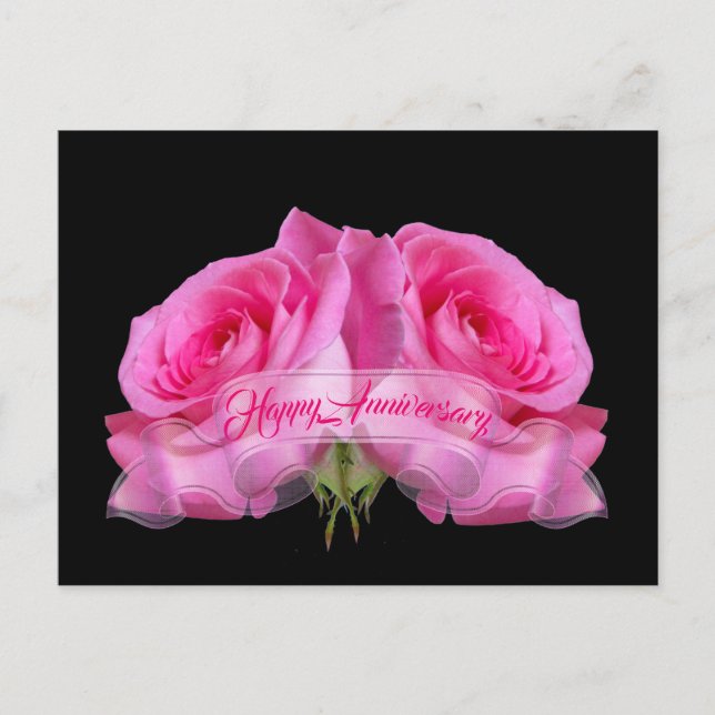 Cartes postales commémoratives Roses roses Joyeux  (Devant)