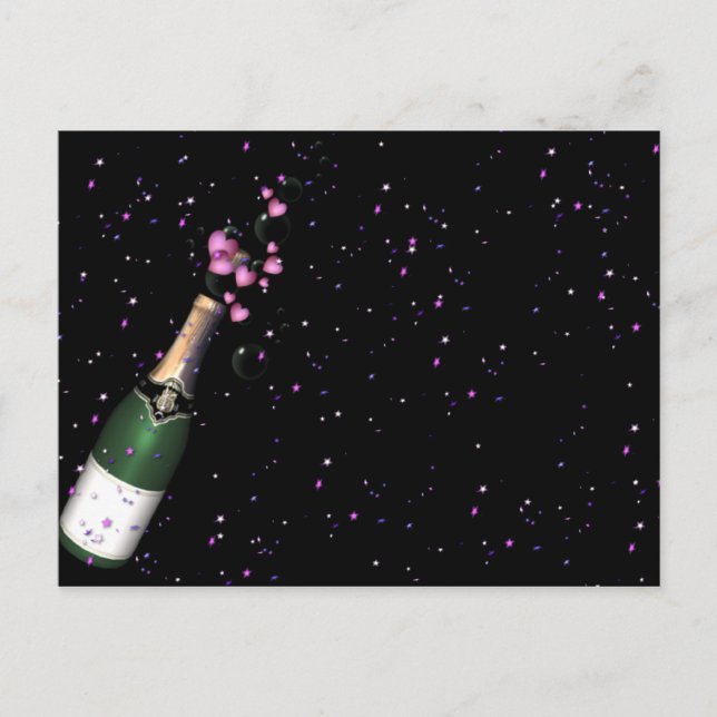 Cartes postales Confetti, Bouteille de Champagne & (Devant)