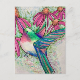 Cartes postales couleur rose colibri