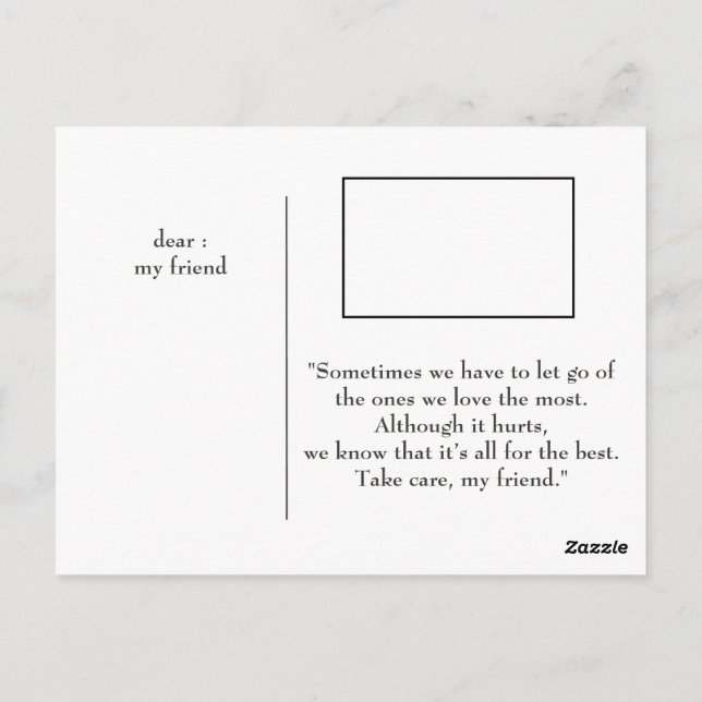 Cartes postales d'adieu à votre ami (Dos)