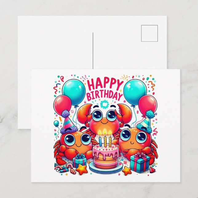 Cartes postales d'anniversaire mignonnes et heureu (Devant / Derrière)