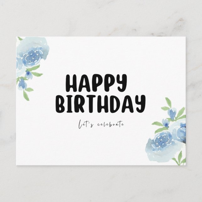 Cartes postales d'anniversaire minimalistes noir e (Devant)