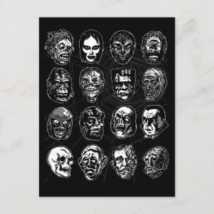 Cartes postales d'art d'horreur Masques de Monstre