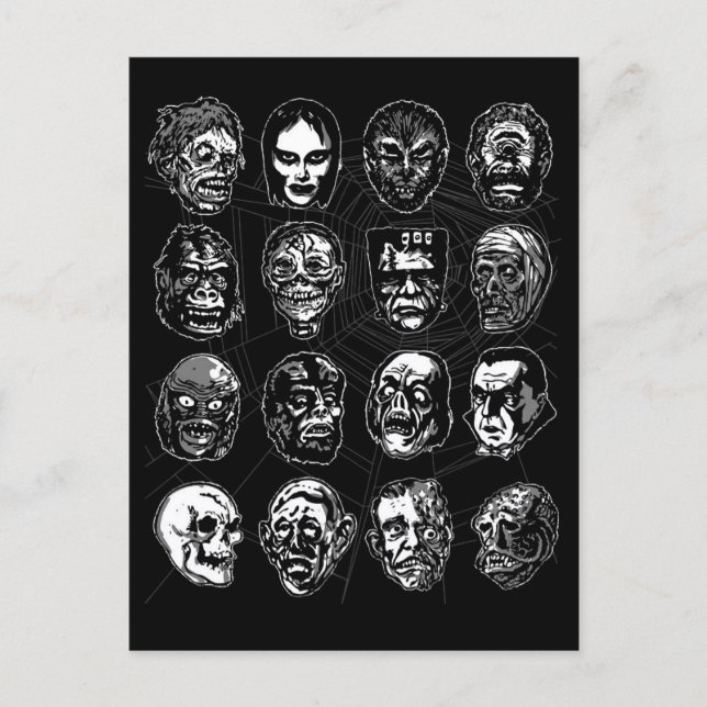 Cartes postales d'art d'horreur Masques de Monstre (Devant)