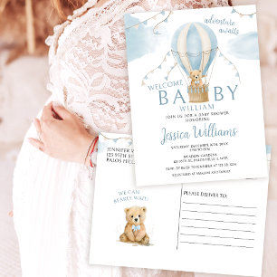Cartes postales de Baby shower ours en peluche mon