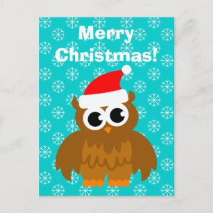 Cartes postales de bande dessinée de hibou de Noël