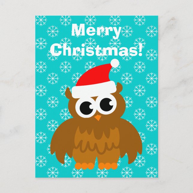 Cartes postales de bande dessinée de hibou de Noël (Devant)