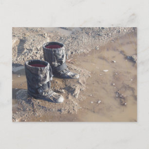 Cartes postales de bottes de camouflage d'enfant d