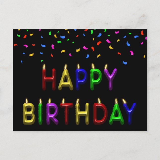 Cartes postales de bougies d'anniversaire Confetti (Devant)