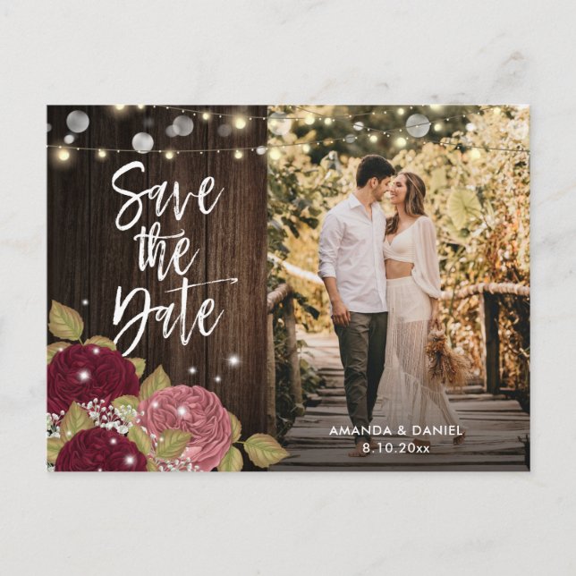 Cartes postales de burgundy blush save the date av (Devant)
