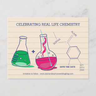 Cartes postales de chimie pour annoncer la date de