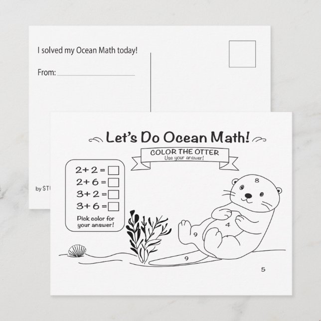 Cartes postales de coloriage mathématiques de lout (Devant / Derrière)