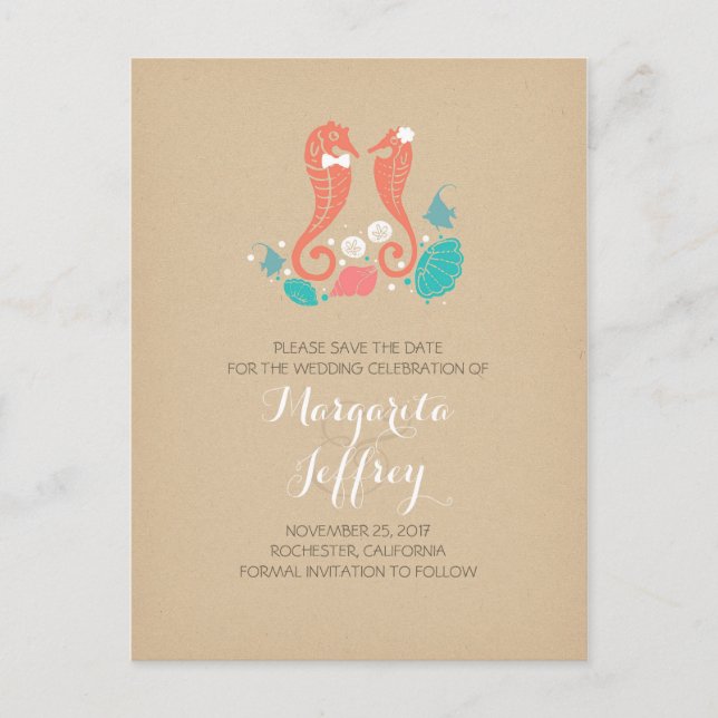 Cartes postales de couple de hippocampes mignons p (Devant)