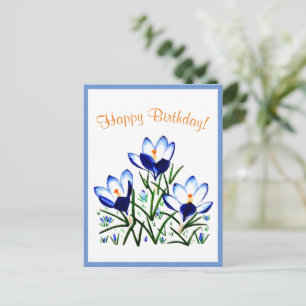 Cartes postales de crocus bleus au printemps