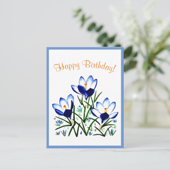 Cartes postales de crocus bleus au printemps (Debout devant)