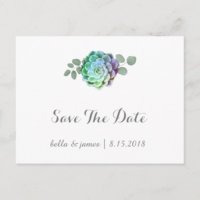 Cartes postales de date de sauvetage de succulente (Devant)