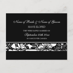 Cartes postales de faire-part de fugue noires et