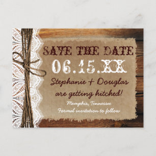 Cartes postales de faire-part de mariage en bois d