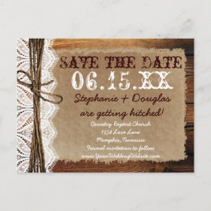 Cartes postales de faire-part de mariage en bois d