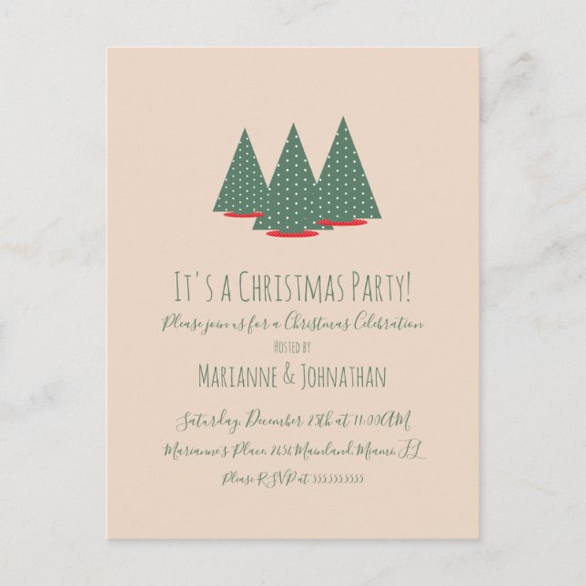 Cartes postales de fête des arbres de Noël Simple  (Devant)