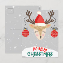Cartes postales de fêtes de Noël de renne joyeux