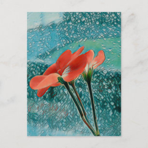 Cartes postales de fleurs près de la fenêtre