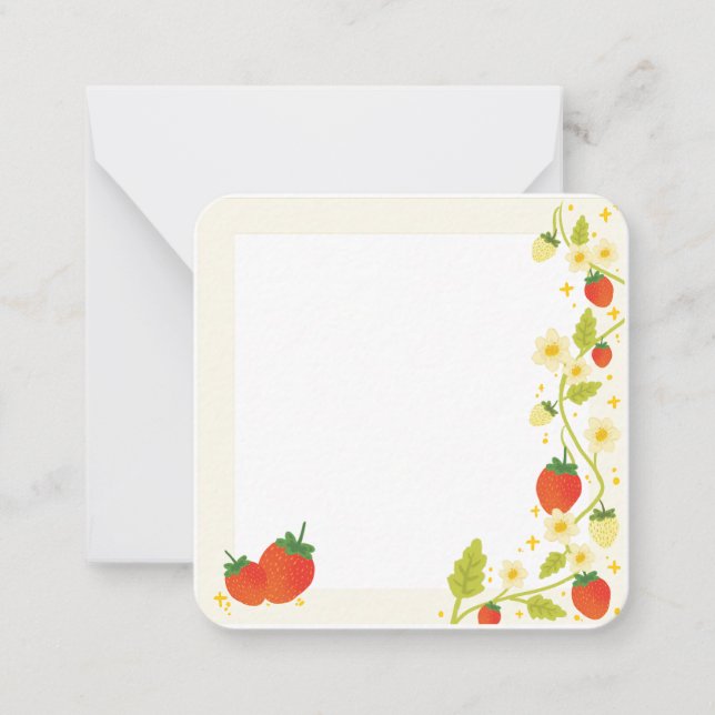 Cartes postales de fraises mignonnes (Devant)