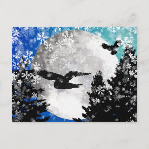 Cartes postales de hiboux de la lune d'hiver Nui