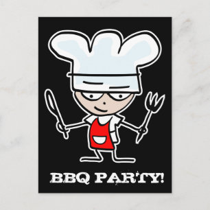Cartes postales de l'invitation du parti BBQ Che