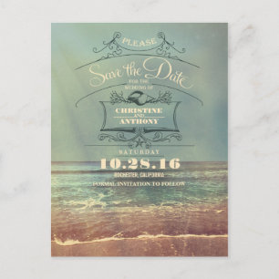 Cartes postales de mariage à la plage rétro pour s