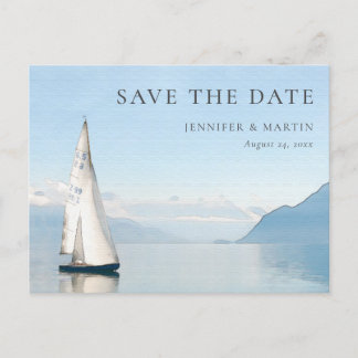 Cartes postales de mariage à l'aquarelle Bateau La