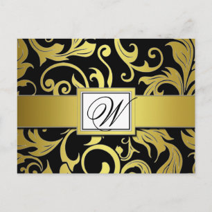 Cartes postales de mariage à motifs damassés or no