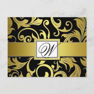 Cartes postales de mariage à motifs damassés or no