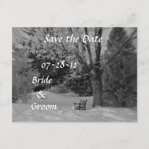 Cartes postales de mariage de banc d'hiver noir et