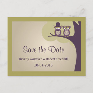 Cartes postales de mariage de chouette mignonne po