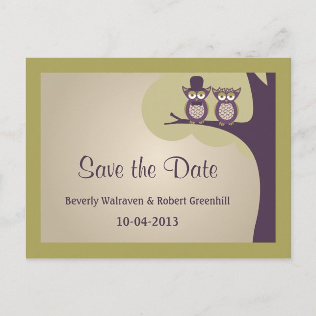 Cartes postales de mariage de chouette mignonne po (Devant)