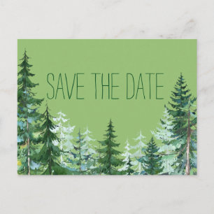 Cartes postales de mariage en forêt de sapins