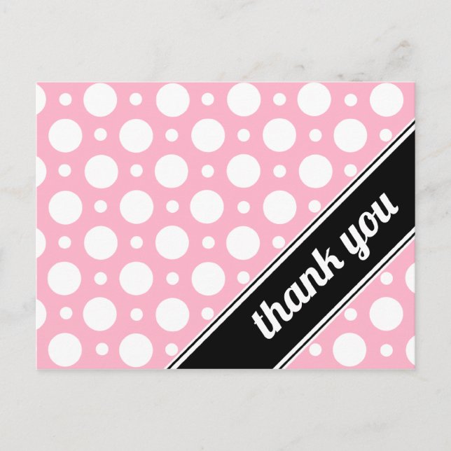 Cartes postales de Merci à points rose et blanc (Devant)
