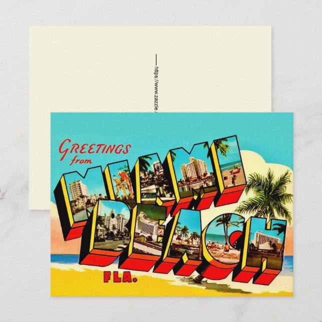 Cartes postales de Miami Beach (Devant / Derrière)