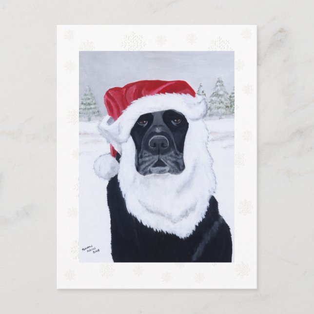 Cartes postales de Noël Black Labrador (Devant)