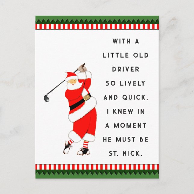 Cartes postales de Noël drôles de vacances de golf (Devant)