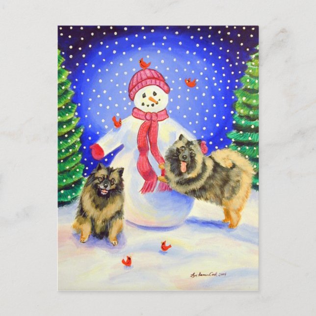 Cartes postales de Noël Keeshond (Devant)
